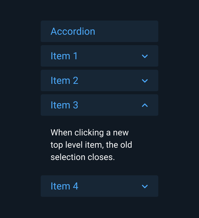 If a different branch is selected, for example, by clicking on a different top level item, the current branch automatically closes and the new branch opens.